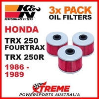 3 PACK K&N OIL FILTERS HONDA TRX250 FOURTRAX TRX250R TRX 1986-1989 MOTO KN 113