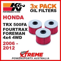 3 PACK K&N OIL FILTERS HONDA TRX500FA TRX 500FA FOURTRAX FOREMAN 06-2012 KN 113