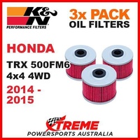 3 PACK K&N OIL FILTERS HONDA TRX500FM6 TRX 500FM6 4x4 4WD 2014-2015 ATV KN 113