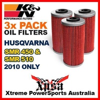 3 PACK K&N OIL FILTER HUSQVARNA SMR 450 SMR450 SMR510 510 2010 SUPERMOTO KN 611