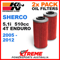 2 PACK MX K&N OIL FILTER SHERCO 5.1I 4T ENDURO 2005-2012 5.1i 510cc KN 611 MOTO