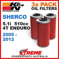 3 PACK MX K&N OIL FILTER SHERCO 5.1I 4T ENDURO 2005-2012 5.1i 510cc KN 611 MOTO