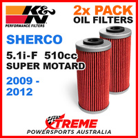 2 PACK MX K&N OIL FILTER SHERCO 5.1I F SUPER MOTARD 2009-2012 5.1i-F 510cc KN611