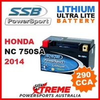 SSB 12V LITHIUM ULTRALITE 290 CCA BATTERY HONDA NC750SA NC 750SA 2014 MOTORCYCLE