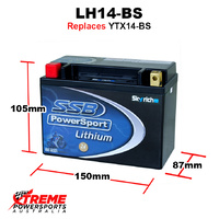 SSB 12V 425 CCA LH14-BS Kawasaki KVF650 BRUTE FORCE 2005-2013 SSB Lithium Battery