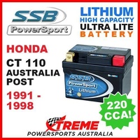 SSB 12V LITHIUM ULTRALITE 220 CCA BATTERY HONDA CT110 CT 110 POSTIE 1991-1998