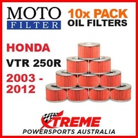 10 PACK MOTO FILTER OIL FILTERS HONDA VTR250R VTR 250R 2003-2012 SPORT BIKE ROAD