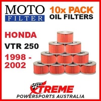 10 PACK MOTO FILTER OIL FILTERS HONDA VTR250 VTR 250 1998-2002 SPORT BIKE ROAD