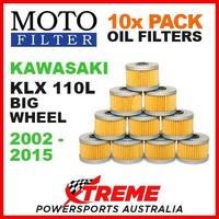 10 PACK MX MOTO FILTER OIL FILTERS KAWASAKI KLX 110L KLX110L BIG WHEEL 2002-2015