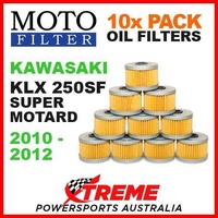 10 PACK MX MOTO FILTER OIL FILTERS KAWASAKI KLX 250SF KLX250SF 2010-2012 MOTO