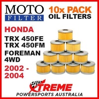 10 PACK MX MOTO FILTER OIL FILTERS HONDA TRX 450FE 450FM FOREMAN 4x4 2002-2004