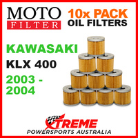 10 PACK MOTO MX OIL FILTERS KAWASAKI KLX400 KLX 400 2003-2004 TRAIL DIRT BIKE