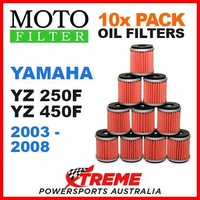 10 PACK MOTO MX OIL FILTERS YAMAHA YZ250F YZ450F YZF250 YZF450 2003-2008 BIKE