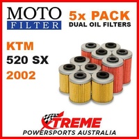 5 PACK MOTO MX OIL FILTERS KTM 520SX 520 SX 4T 4 STROKE 2002 DIRT BIKE MOTOCROSS
