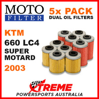 5 PACK MOTO MX OIL FILTERS KTM 660LC4 660 LC4 SUPERMOTARD 2003 SUPERMOTO BIKE
