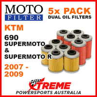 5 PACK MOTO MX OIL FILTERS KTM 690 SUPERMOTO R 690R 690cc 2007-2009 SPORTBIKE