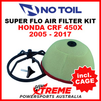 No Toil Honda CRF450X CRF 450X 2005-2017 Super Flo Kit Air Filter with Cage