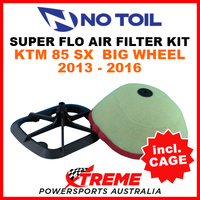 No Toil KTM 85SX Big Wheel 2013-2016 Super Flo Kit Air Filter with Cage