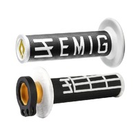 ODI MX Emig V2 Lock-On Throttle Grips Black/White 2&4-Stroke Motocross Dirtbike