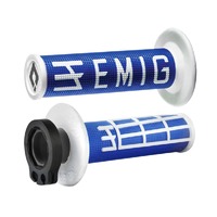 ODI MX Emig V2 Lock-On Throttle Grips Blue/White 2&4-Stroke Motocross Dirtbike