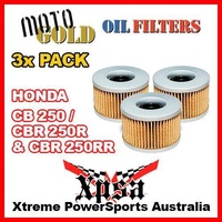 3 PACK MOTO GOLD OIL FILTER HONDA CB 250 CB250 CBR250 CBR 250R 250RR OF1 KN111