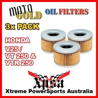 3 PACK MOTO GOLD OIL FILTER HONDA V 25 V25 VT 250 VT250 VTR VTR250 OF1 KN111