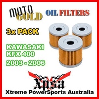 3 PACK MOTO GOLD OIL FILTERS KAWASAKI KFX 400 KFX400 2003-2006 OF12 KN139 MX