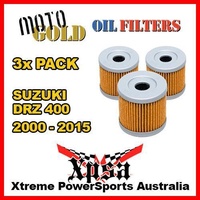 3 PACK MOTO GOLD OIL FILTERS For Suzuki DRZ 400 DRZ400 2000-2015 OF12 KN139 MX