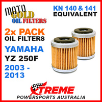 2 PACK YAMAHA YZ250F YZF250 2003-2013 MOTO GOLD MX OIL FILTER KN 140 141 OF13