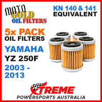 5 PACK YAMAHA YZ250F YZF250 2003-2013 MOTO GOLD MX OIL FILTER KN 140 141 OF13