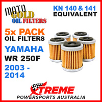5 PACK YAMAHA WR250F WRF250 2003-2014 MOTO GOLD MX OIL FILTER KN 140 141 OF13