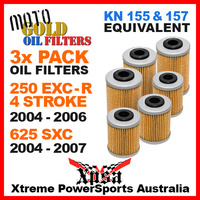 3 PACK MOTO GOLD OIL FILTERS KTM 250 EXC-R 4T 04-2006 625 SXC 04-2007 KN 157 155