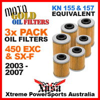 3 PACK MOTO GOLD OIL FILTERS KTM 450 EXC SX-F SXF 2003-2007 MX DIRT KN 157 155