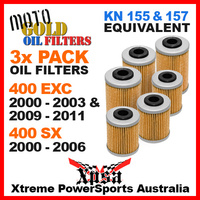 3 PACK MOTO GOLD OIL FILTERS KTM 400 EXC 00-03 09-11 400 SX 00-2006 KN 157 155
