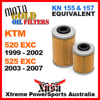 PAIR MOTO GOLD OIL FILTERS KTM 520 EXC 99-2002 525 EXC 03-2007 MX KN 157 155 MX
