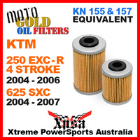 PAIR MOTO GOLD OIL FILTERS KTM 250 EXC-R 4T 04-2006 625 SXC 04-2007 KN 157 155