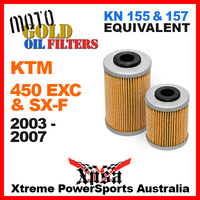 PAIR MOTO GOLD OIL FILTERS KTM 450 EXC SX-F SXF 2003-2007 MX DIRT KN 157 155 MX