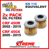 2 PACK MOTO GOLD OIL FILTERS HONDA CRF 450R 02-2015 CRF 450X 05-2015 OF4 KN 116