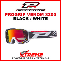 Adult ProGrip Venom 3200 Motocross Goggles Black White No Fog Lens 3200NBF