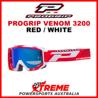 Adult ProGrip Venom 3200 Motocross Goggles Red White No Fog Lens 3200RBF