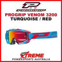Adult ProGrip Venom 3200 Motocross Goggles Turquoise Red No Fog Lens 3200TRF