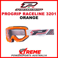 Adult ProGrip Raceline 3201 Motocross Goggles Orange Clear No Fog Lens 3201O