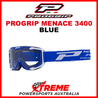 Adult ProGrip Menace 3400 Motocross Goggles Blue Clear No Fog Lens 3400B