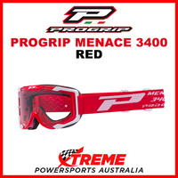 Adult ProGrip Menace 3400 Motocross Goggles Red Clear No Fog Lens 3400R