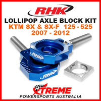 RHK MX LOLLIPOP AXLE BLOCK KIT BLUE KTM SX SXF 125 250 350 450 505 525 07-2012