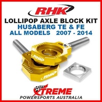 RHK LOLLIPOP MX AXLE BLOCK GOLD HUSABERG FE TE 125 250 300 350 450 501 2007-2014