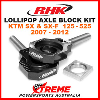 RHK MX LOLLIPOP AXLE BLOCK KIT BLACK KTM SX SXF 125 250 350 450 505 525 07-2012