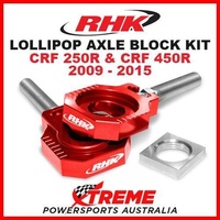 RHK MX LOLLIPOP AXLE BLOCK KIT RED HONDA CRF250R CRF450R CRF 250R 450R 2009-2015