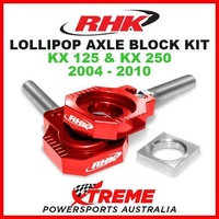 RHK MX LOLLIPOP AXLE BLOCK KIT RED KAWASAKI KX125 KX250 KX 125 250 2004-2010