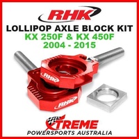 RHK MX LOLLIPOP AXLE BLOCK KIT RED KAWASAKI KXF 250 450 KX250F KX450F 2004-2015